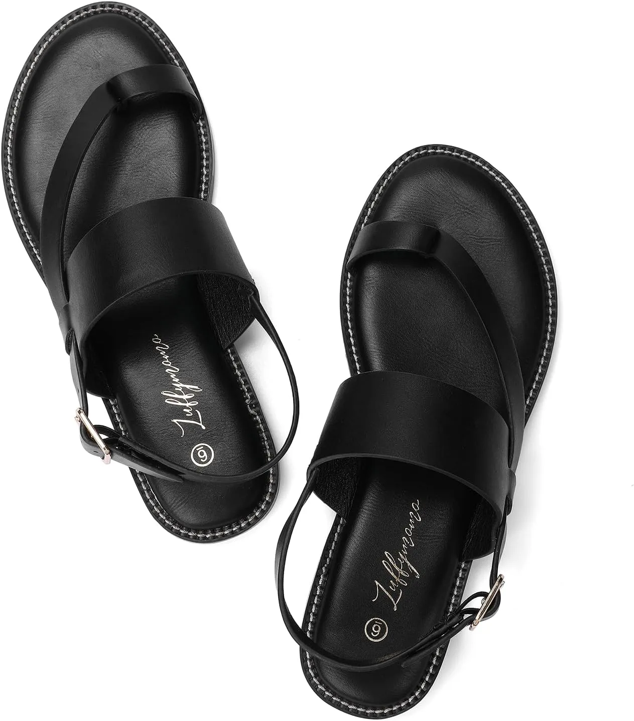 Luffymomo Women's Thong Flat Sandals Adjustable Ankle Buckle Summer Sandal Casual Open Toe Fisherman Shoes