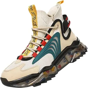 LZDZN Mens Basketball Shoes for Men Sneakers Men's High Top Running Trail Air Sports Athletic Male Walking Black Beige Grey Size Boys Women Man Boots