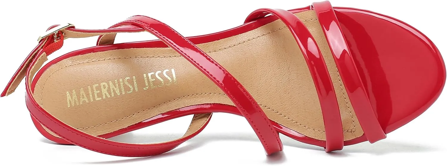 MAIERNISI JESSI Unisex Men's Women's Strappy Dress Sandals Kitten Heel Slingback Heels
