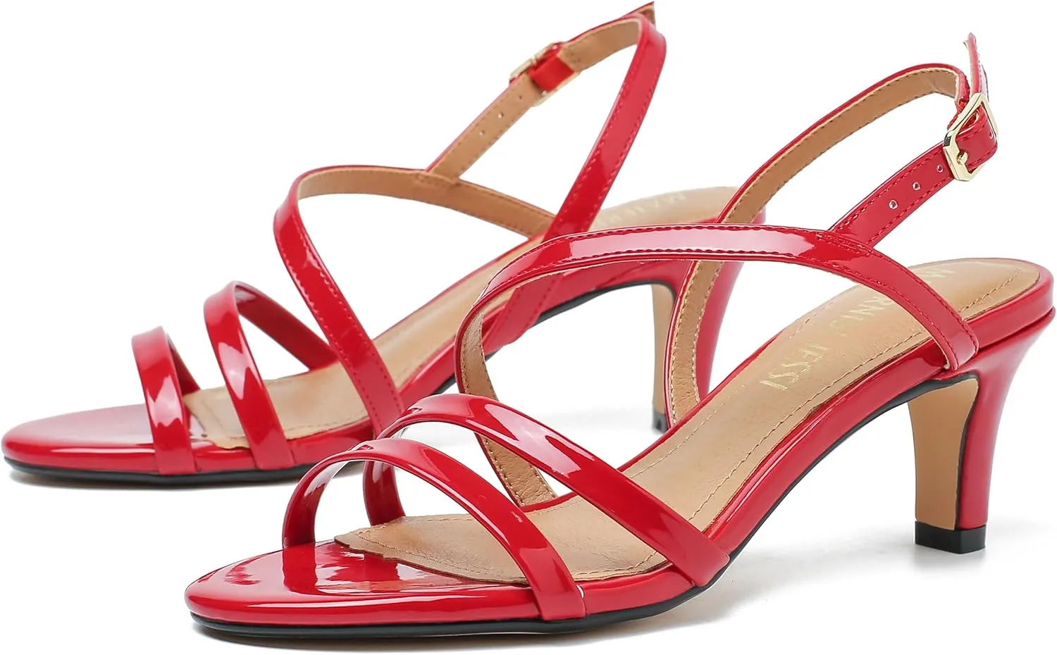 MAIERNISI JESSI Unisex Men's Women's Strappy Dress Sandals Kitten Heel Slingback Heels