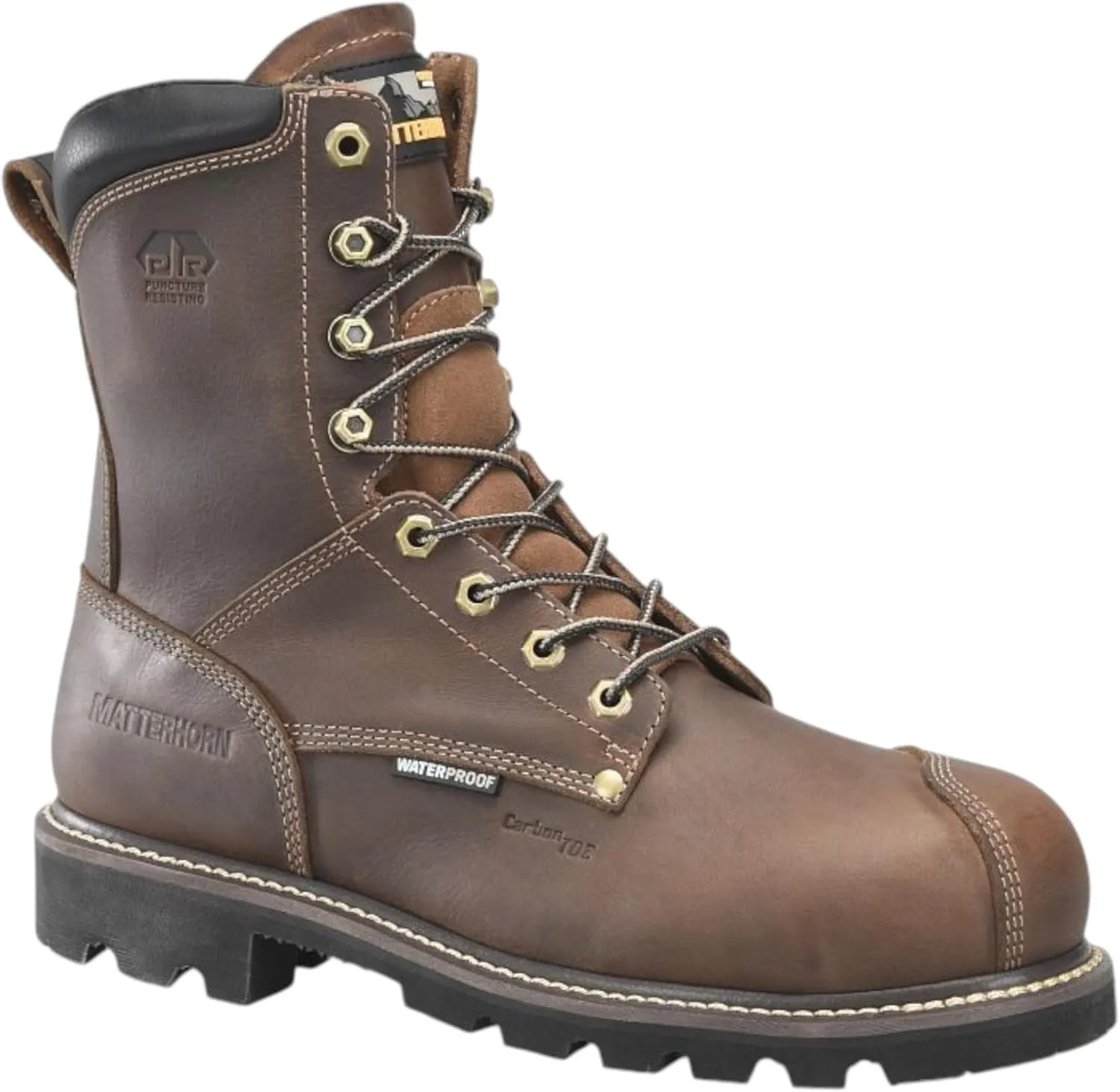Matterhorn Men’s Corvus 8” Waterproof Comp Toe Puncture Resisting Work Boot, Durable Leather, Slip-Resistant Sole, EH Rated