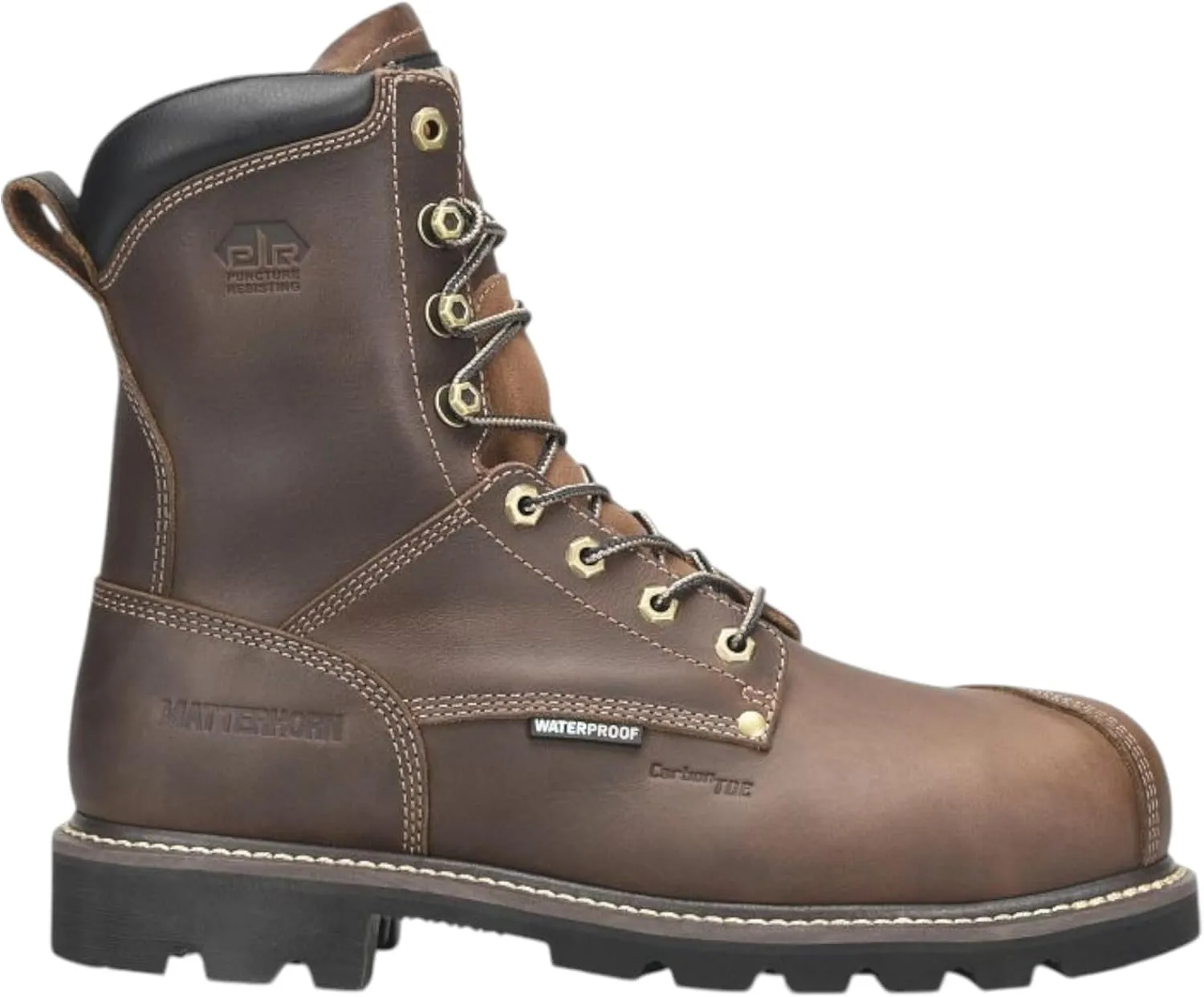Matterhorn Men’s Corvus 8” Waterproof Comp Toe Puncture Resisting Work Boot, Durable Leather, Slip-Resistant Sole, EH Rated