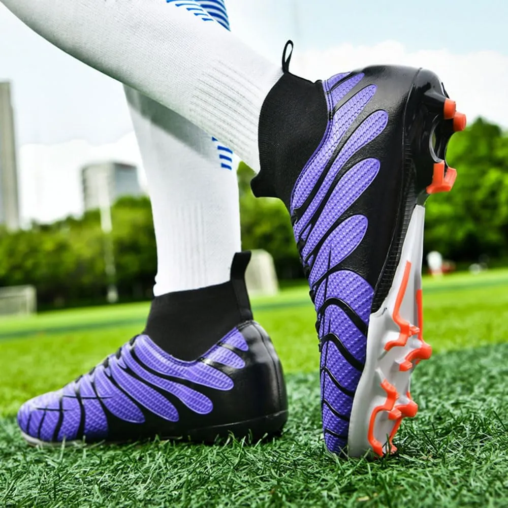 Maylrvjv Men's Soccer Cleats Football Shoes- Lightweight Breathable Durable High Top Futsal Boots for Outdoor Indoor Competition Training
