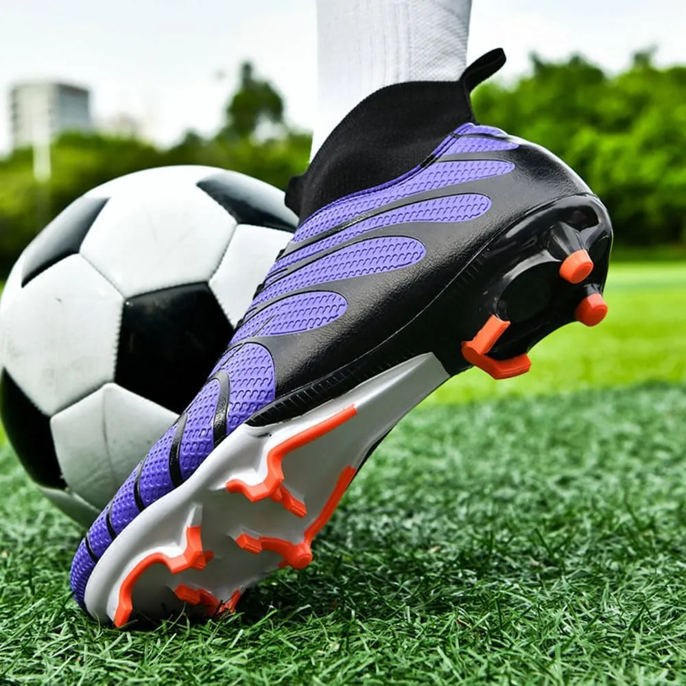 Maylrvjv Men's Soccer Cleats Football Shoes- Lightweight Breathable Durable High Top Futsal Boots for Outdoor Indoor Competition Training