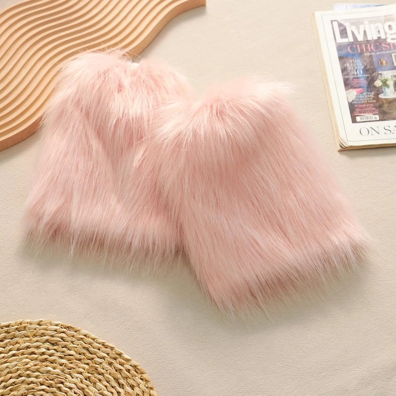 MBMSHEGH Kid Girl Faux Fur Leg Warmers Solid Color Soft Cozy Fuzzy Boot Cuff Cover Party Costumes Winter Clothes