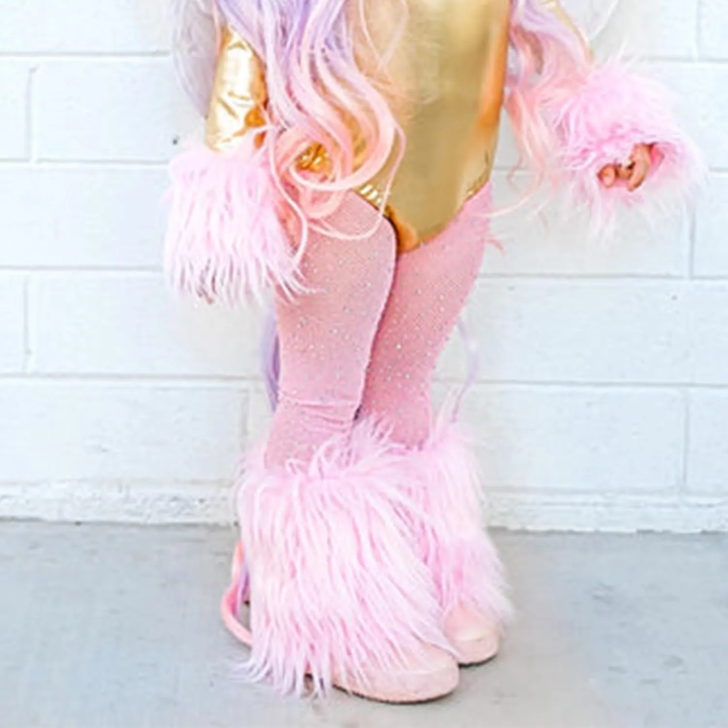 MBMSHEGH Kid Girl Faux Fur Leg Warmers Solid Color Soft Cozy Fuzzy Boot Cuff Cover Party Costumes Winter Clothes