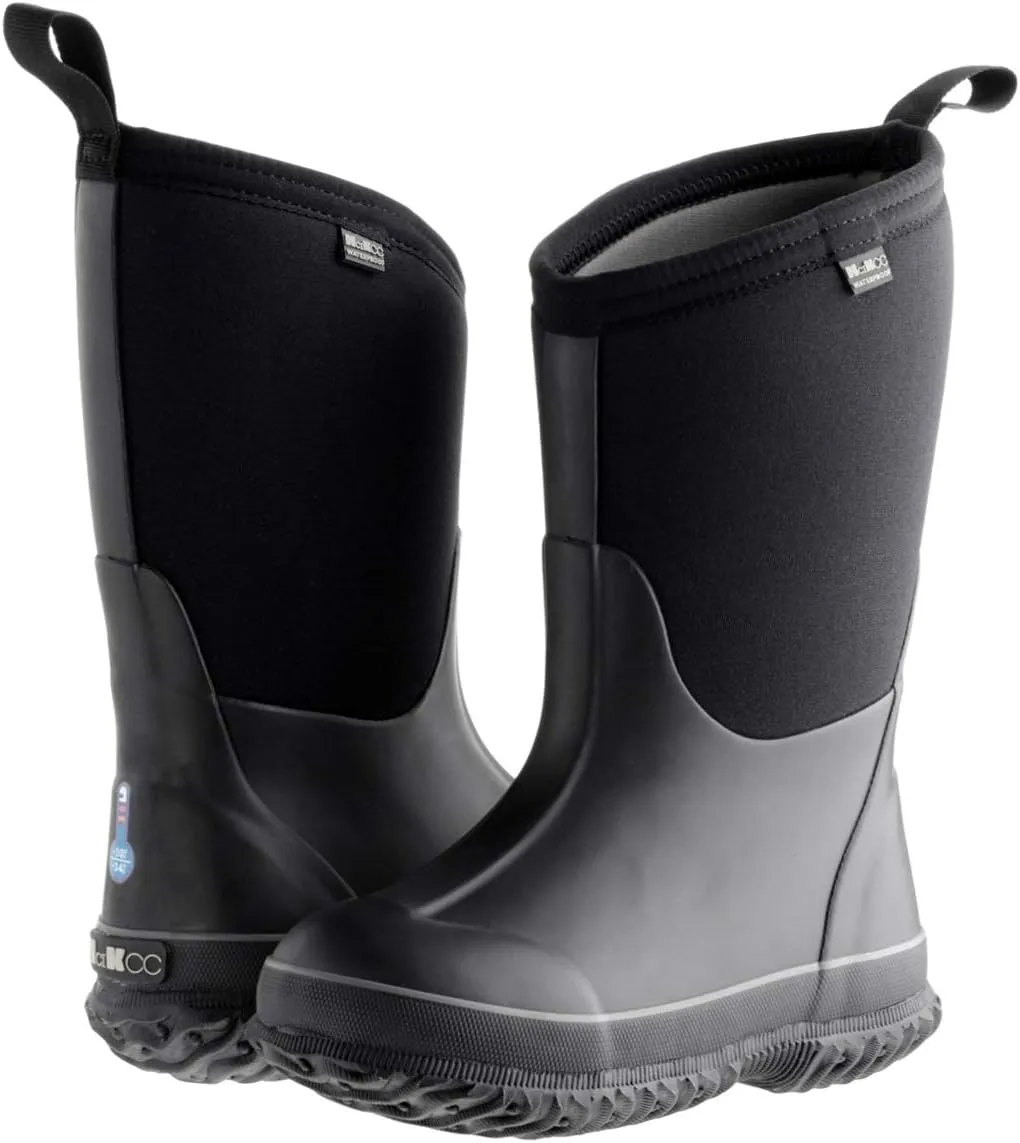 MCIKCC Kids Rubber Rain Boots, Waterproof Solid Classic Pull On Snow Wellies Boot for Children Toddler Boys Girls