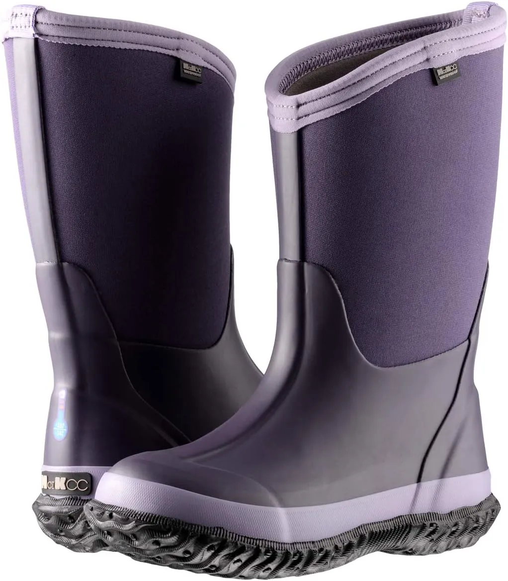 MCIKCC Kids Rubber Rain Boots, Waterproof Solid Classic Pull On Snow Wellies Boot for Children Toddler Boys Girls