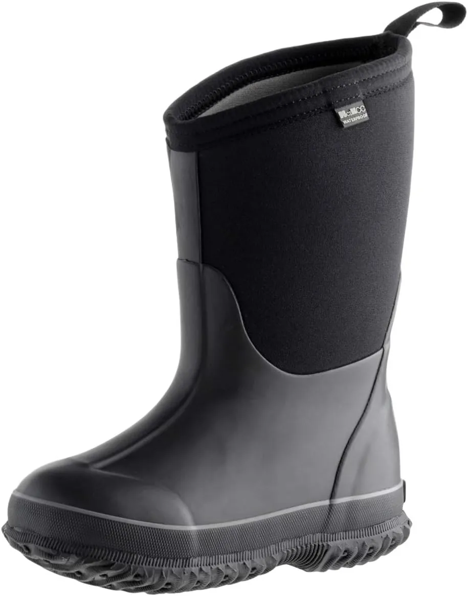 MCIKCC Kids Rubber Rain Boots, Waterproof Solid Classic Pull On Snow Wellies Boot for Children Toddler Boys Girls