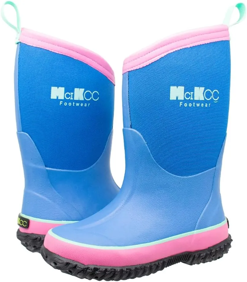 MCIKCC Kids Rubber Rain Boots, Waterproof Solid Classic Pull On Snow Wellies Boot for Children Toddler Boys Girls