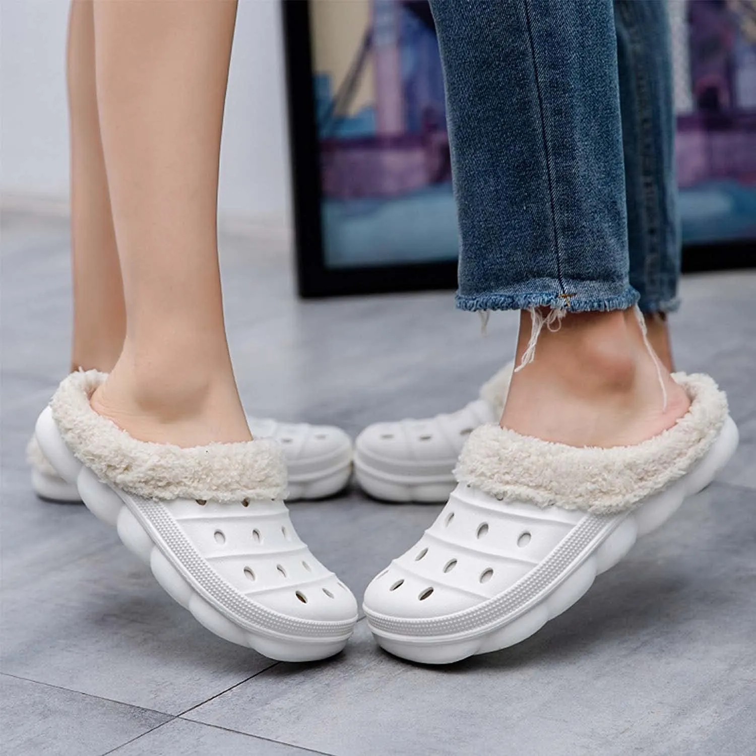 Meidiastra Women’s Mens Fur Lined Clogs Slipper Lightweight Waterproof House Slippers