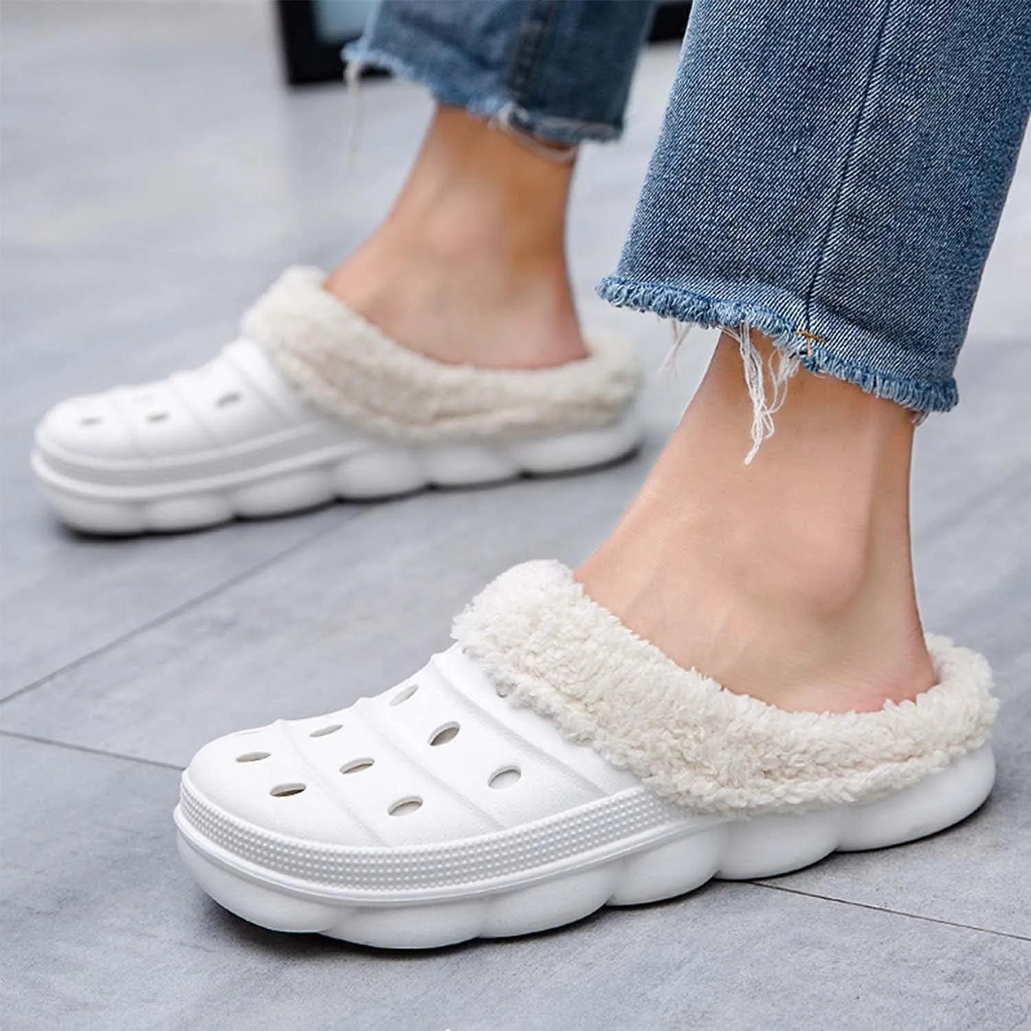 Meidiastra Women’s Mens Fur Lined Clogs Slipper Lightweight Waterproof House Slippers