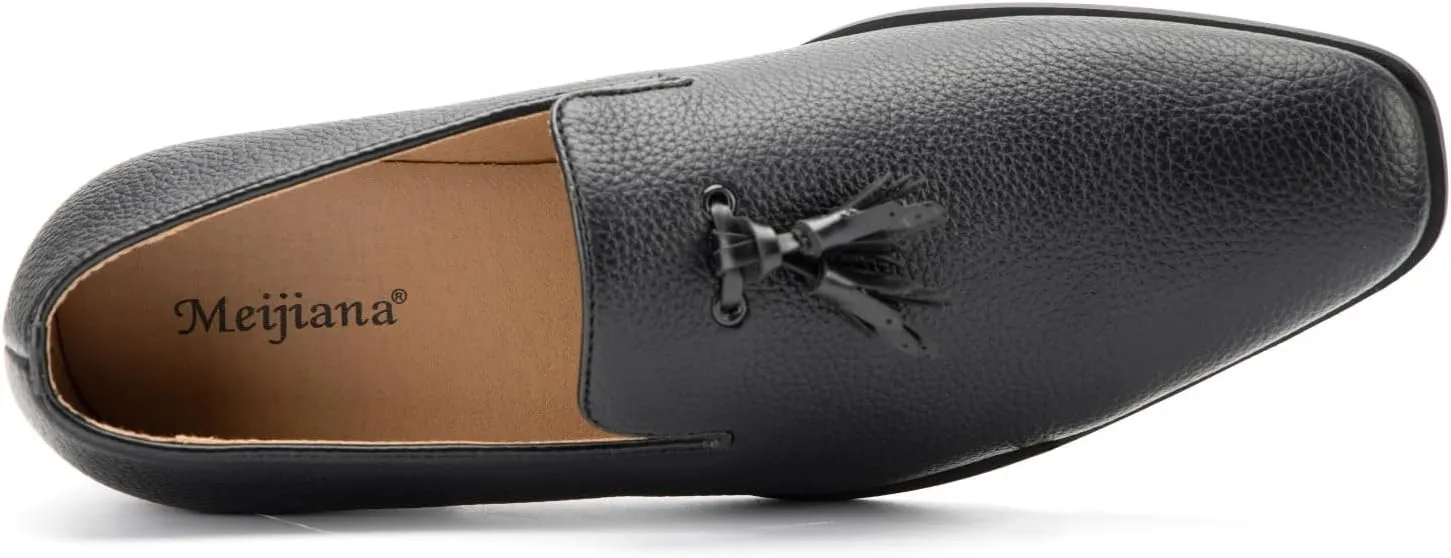 Meijiana Men’s Fashion Loafers Wedding Dress Shoes for Men with Tassel Embellishment