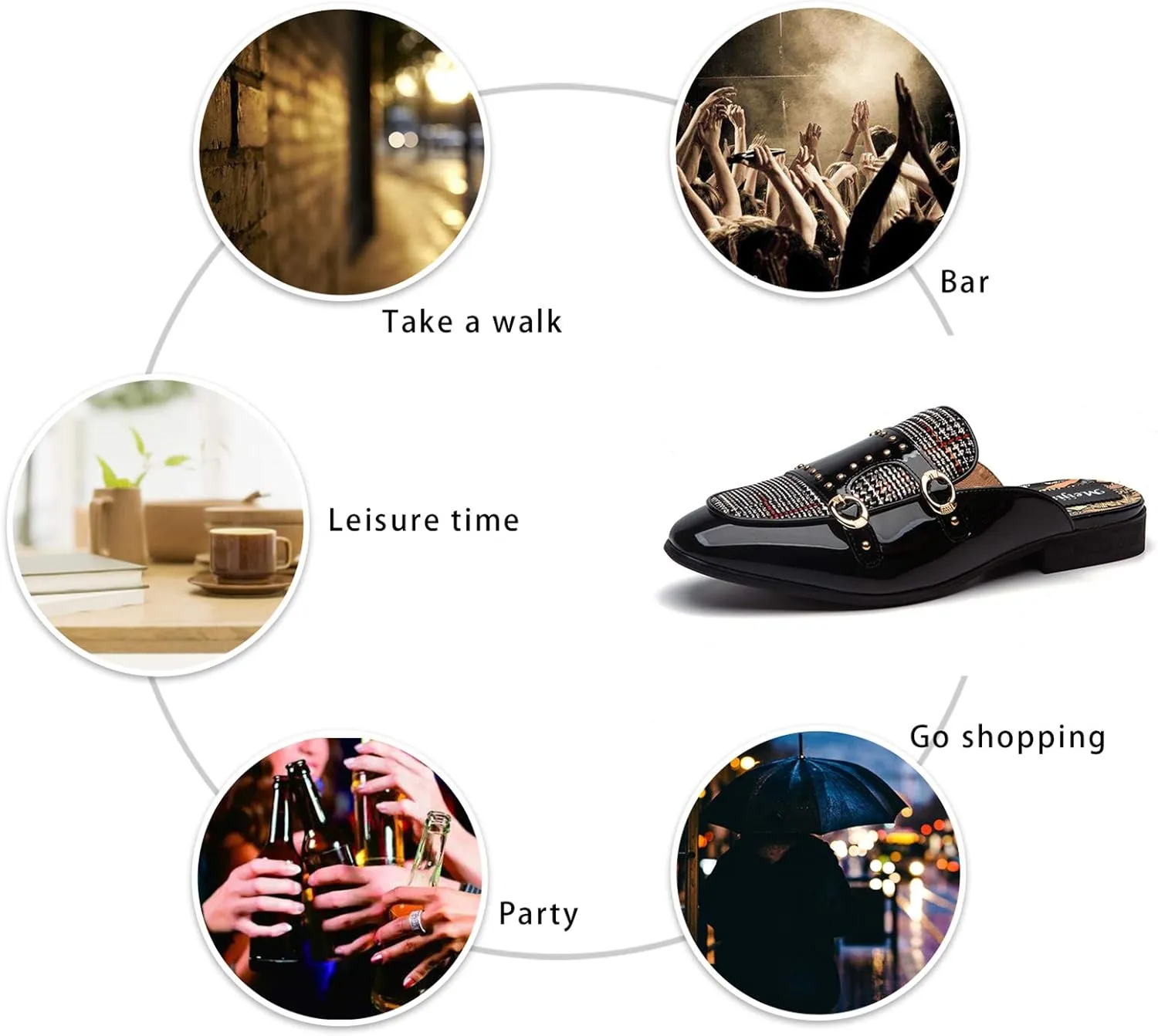 Meijiana Men's Slippers Slip-On Loafers Leather Formal Wear Casual Open Back Sandals