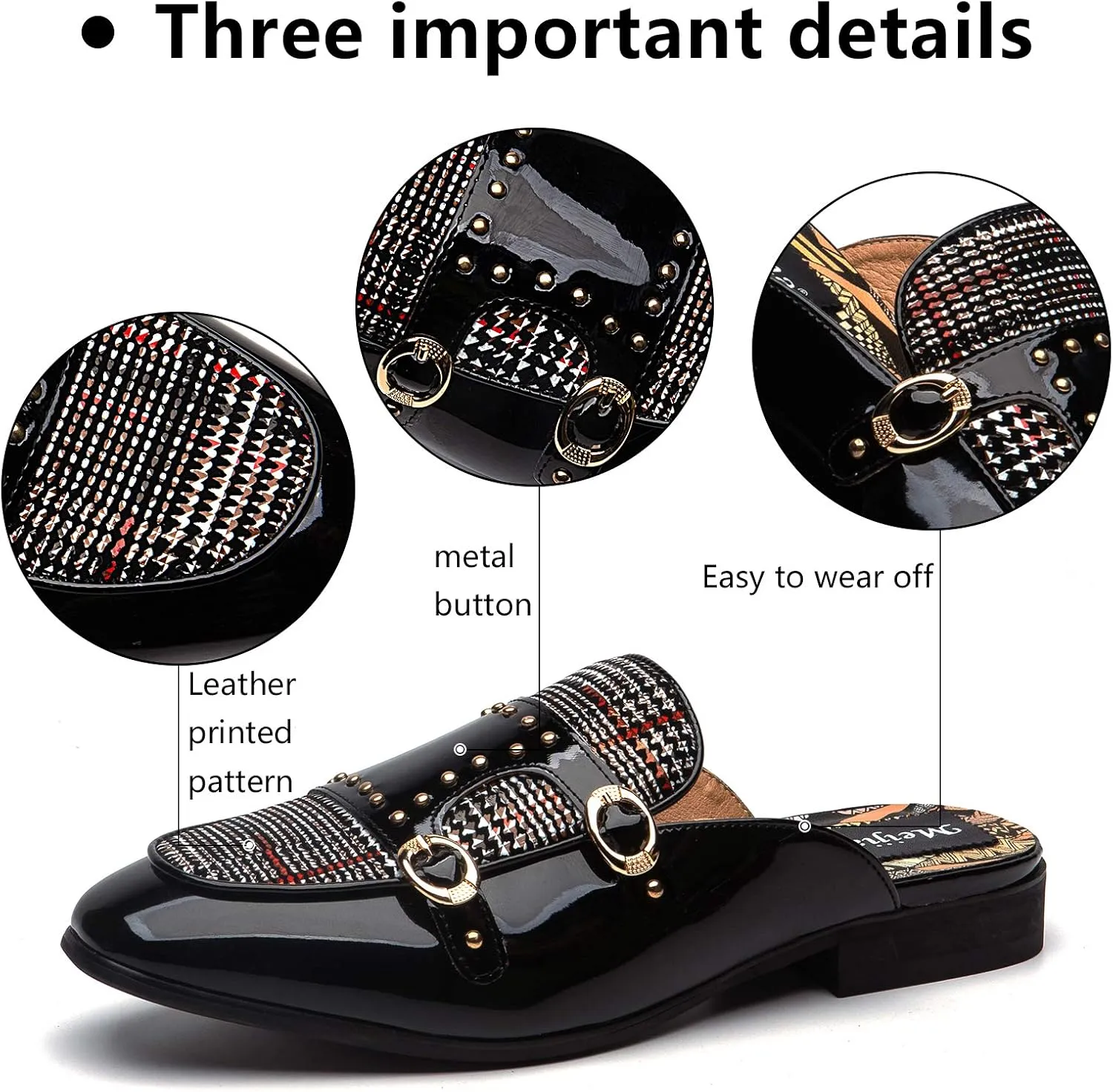 Meijiana Men's Slippers Slip-On Loafers Leather Formal Wear Casual Open Back Sandals