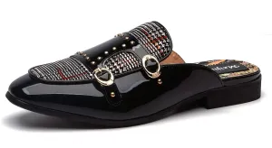 Meijiana Men's Slippers Slip-On Loafers Leather Formal Wear Casual Open Back Sandals