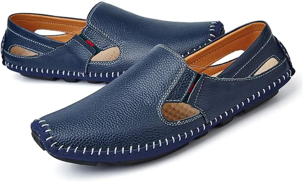 Men Drive Loafers Casual and Fashion Summer Hollow Breathable Leather Boat Moccasins