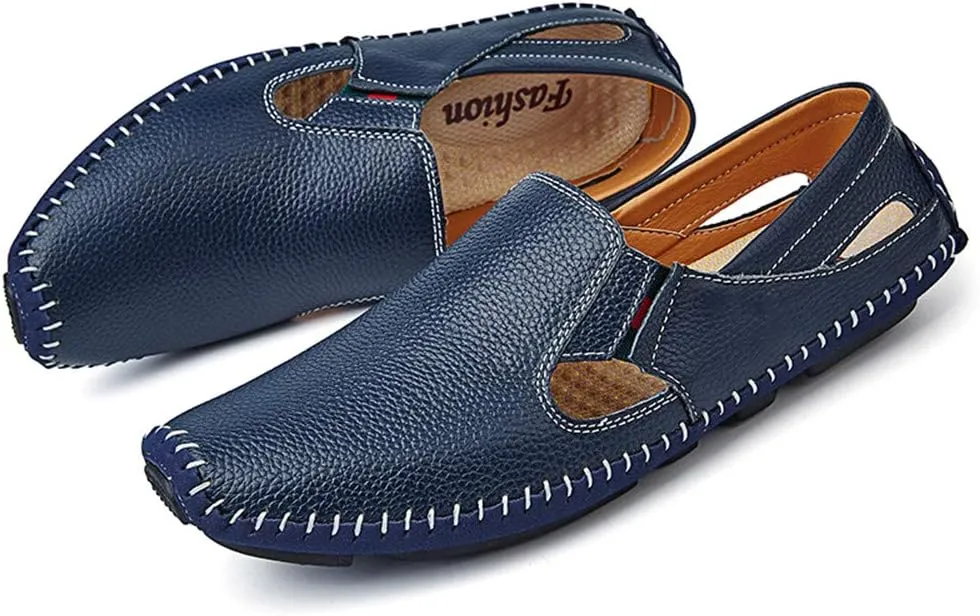Men Drive Loafers Casual and Fashion Summer Hollow Breathable Leather Boat Moccasins