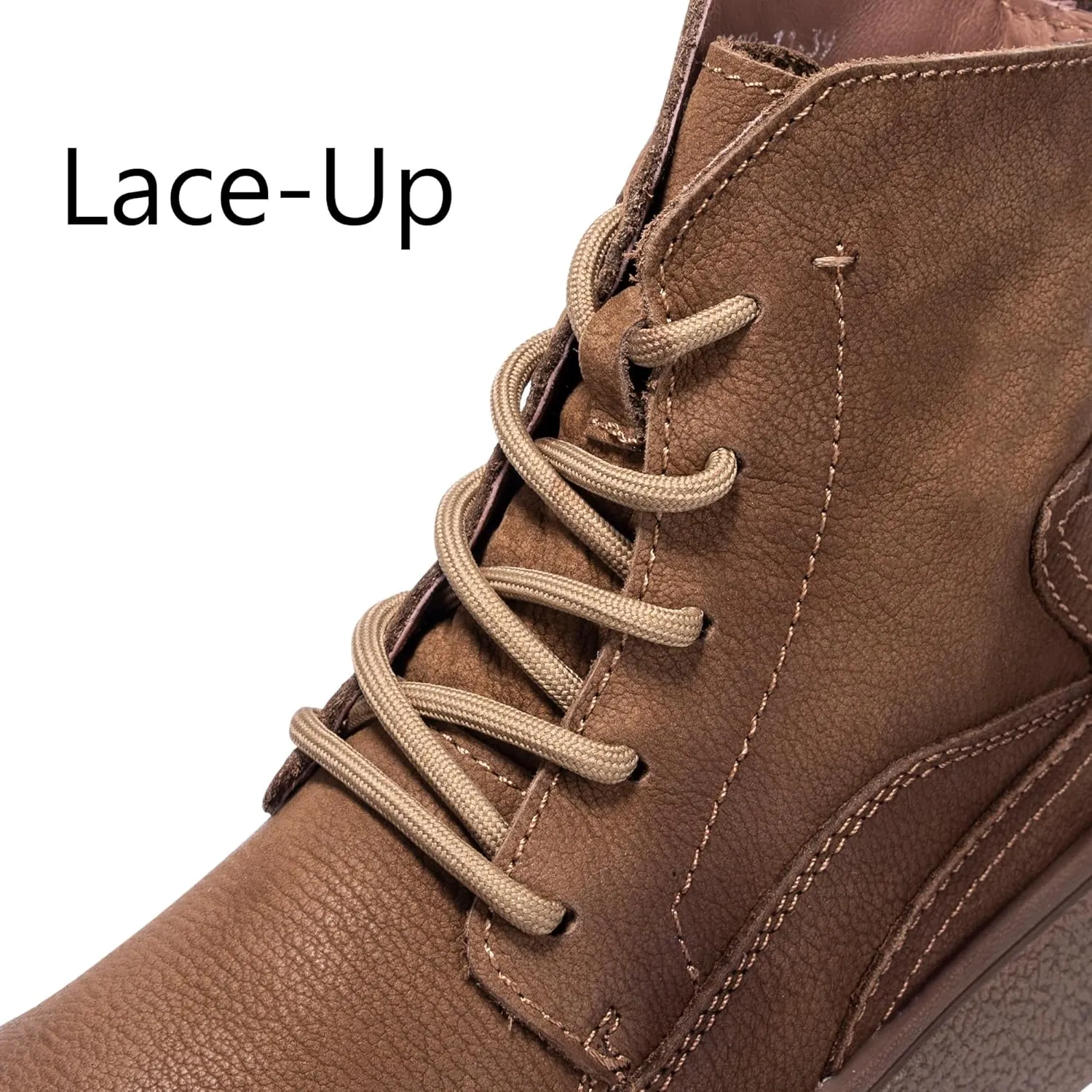 Men Lace Up Cowboy Boots, Genuine Leather Casual Fashion Wide Comfortable Durable Western Chelsea Chukka Boots, Round Toe Non-Slip Oxford Rubber Work Shoes Retro Stylich
