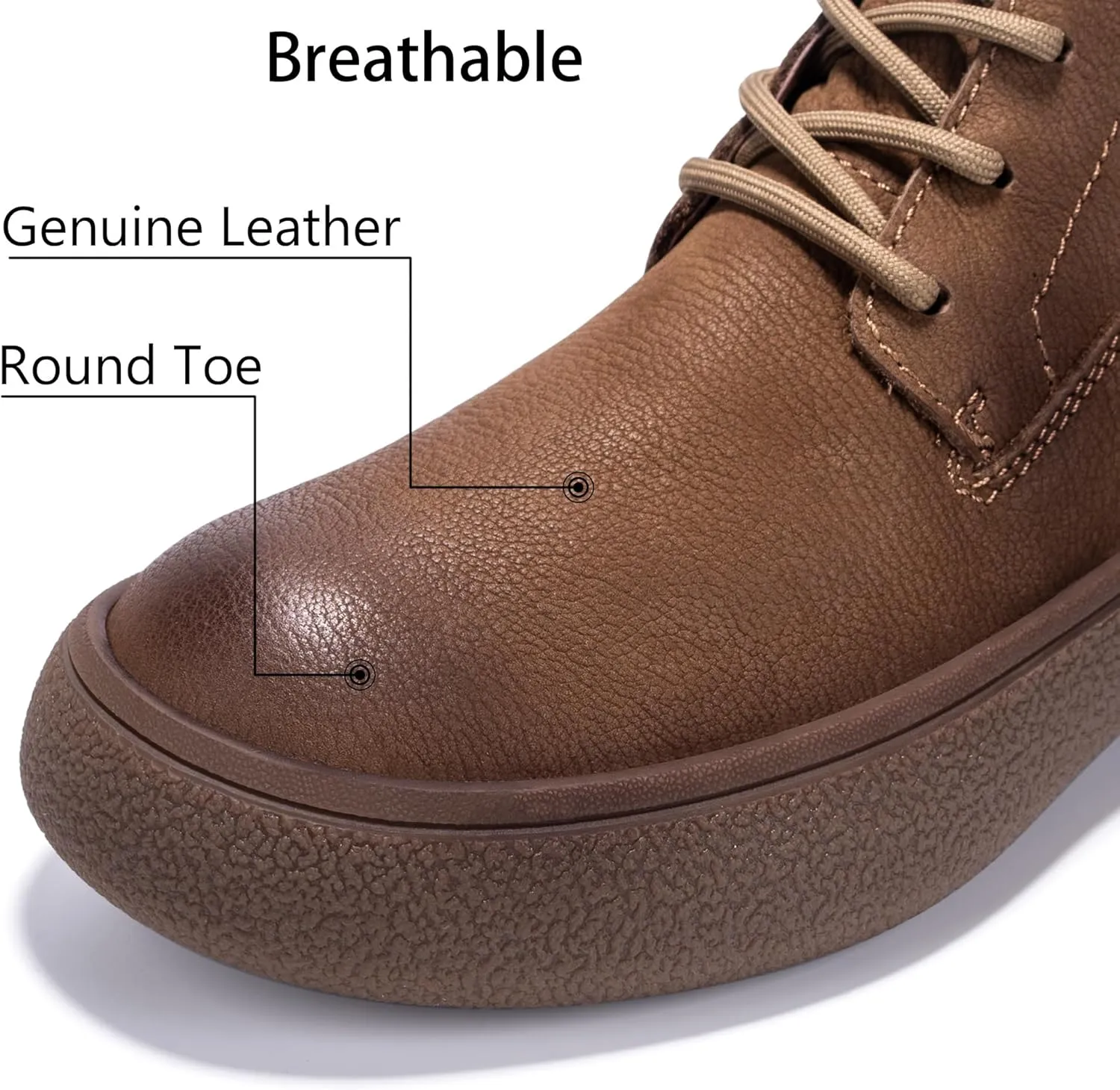 Men Lace Up Cowboy Boots, Genuine Leather Casual Fashion Wide Comfortable Durable Western Chelsea Chukka Boots, Round Toe Non-Slip Oxford Rubber Work Shoes Retro Stylich