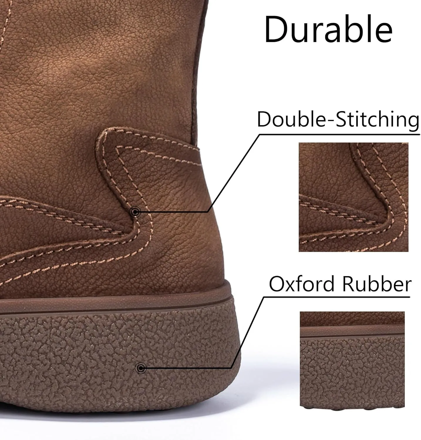 Men Lace Up Cowboy Boots, Genuine Leather Casual Fashion Wide Comfortable Durable Western Chelsea Chukka Boots, Round Toe Non-Slip Oxford Rubber Work Shoes Retro Stylich