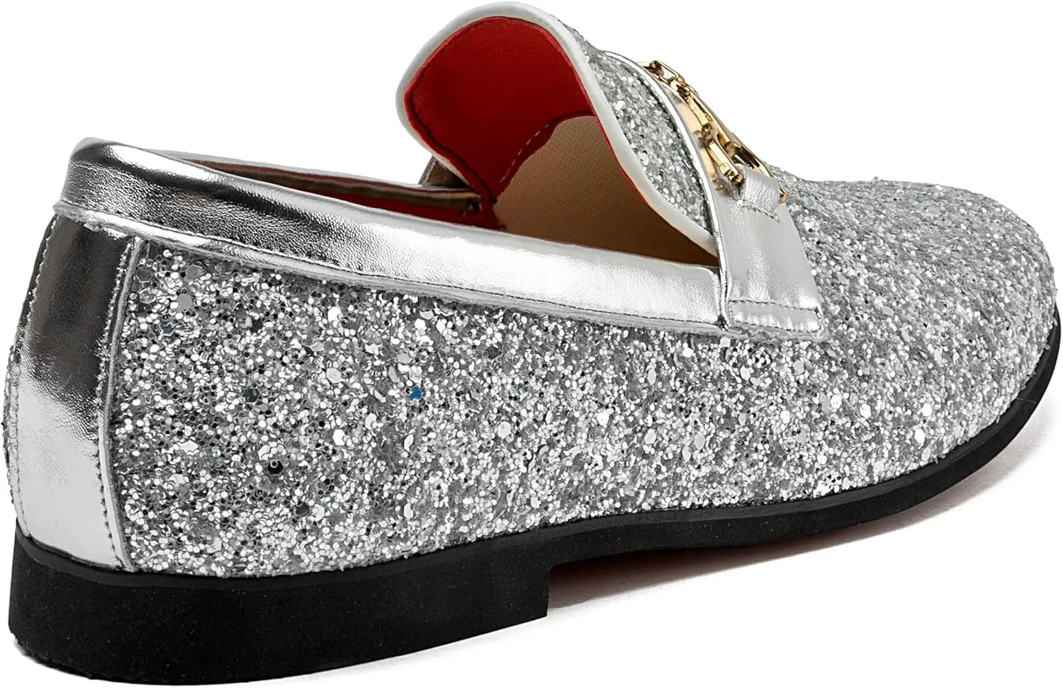 Men Loafer Metallic Textured Slip-on Glitter Sequins Fashion Wedding Dress Shoes Golden