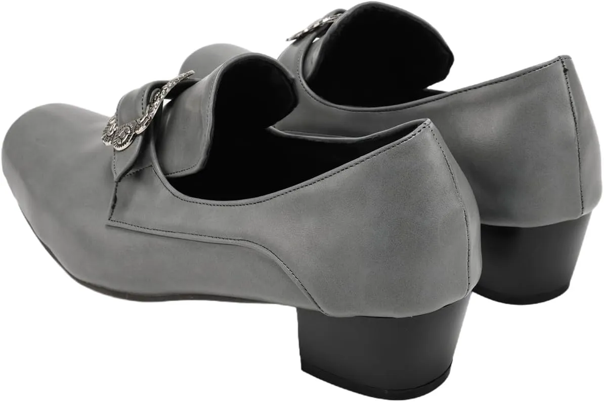 Men Retro Loafers Metal Square Buckle Formal Shoes Halloween Cosplay Shoes