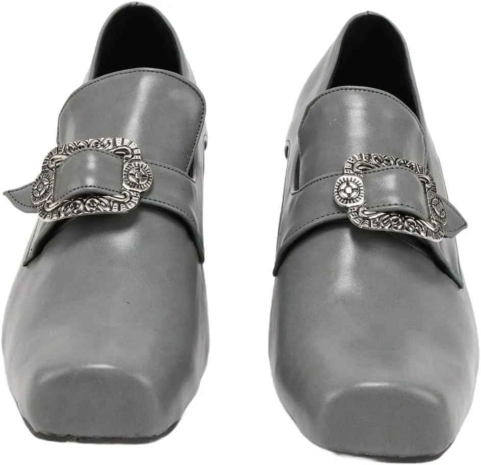 Men Retro Loafers Metal Square Buckle Formal Shoes Halloween Cosplay Shoes
