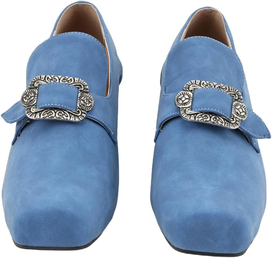 Men Retro Loafers Metal Square Buckle Formal Shoes Halloween Cosplay Shoes