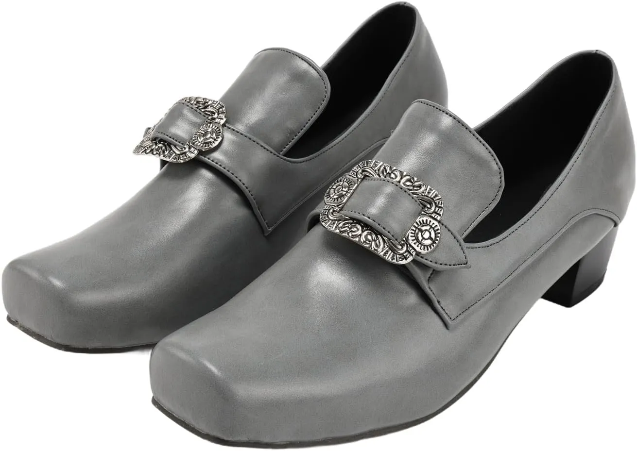 Men Retro Loafers Metal Square Buckle Formal Shoes Halloween Cosplay Shoes