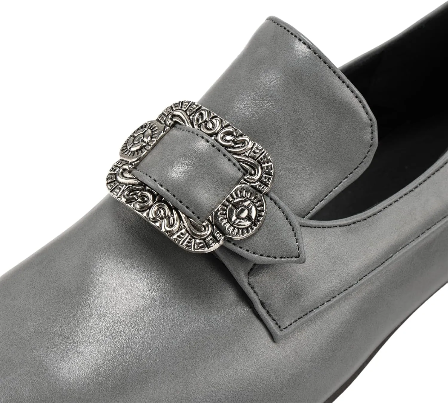 Men Retro Loafers Metal Square Buckle Formal Shoes Halloween Cosplay Shoes
