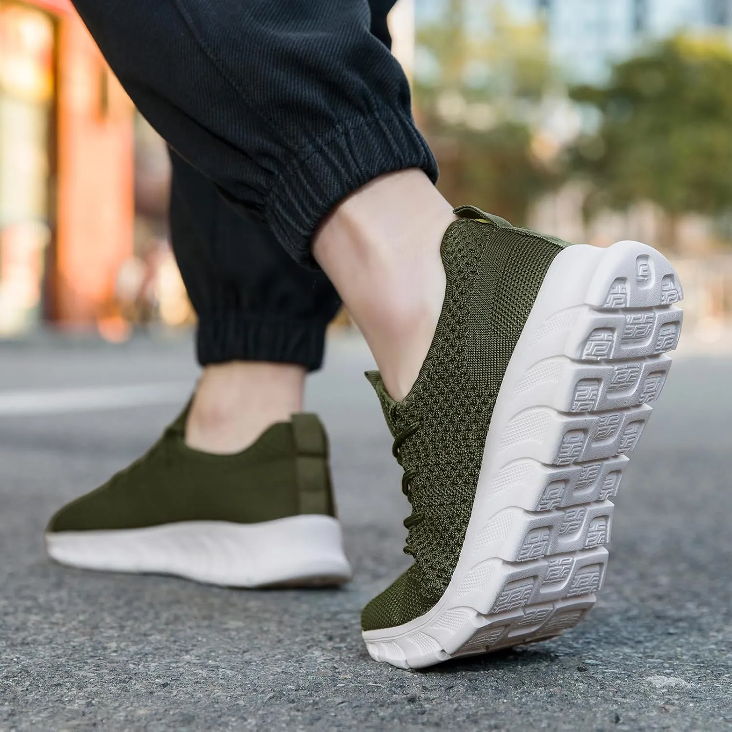 Men Running Tennis Shoes Gym Fashion Sneakers Walking Workout Shoes Athletic Slip on Breathable Mesh Comfortable Lightweight Casual Sport Shoe