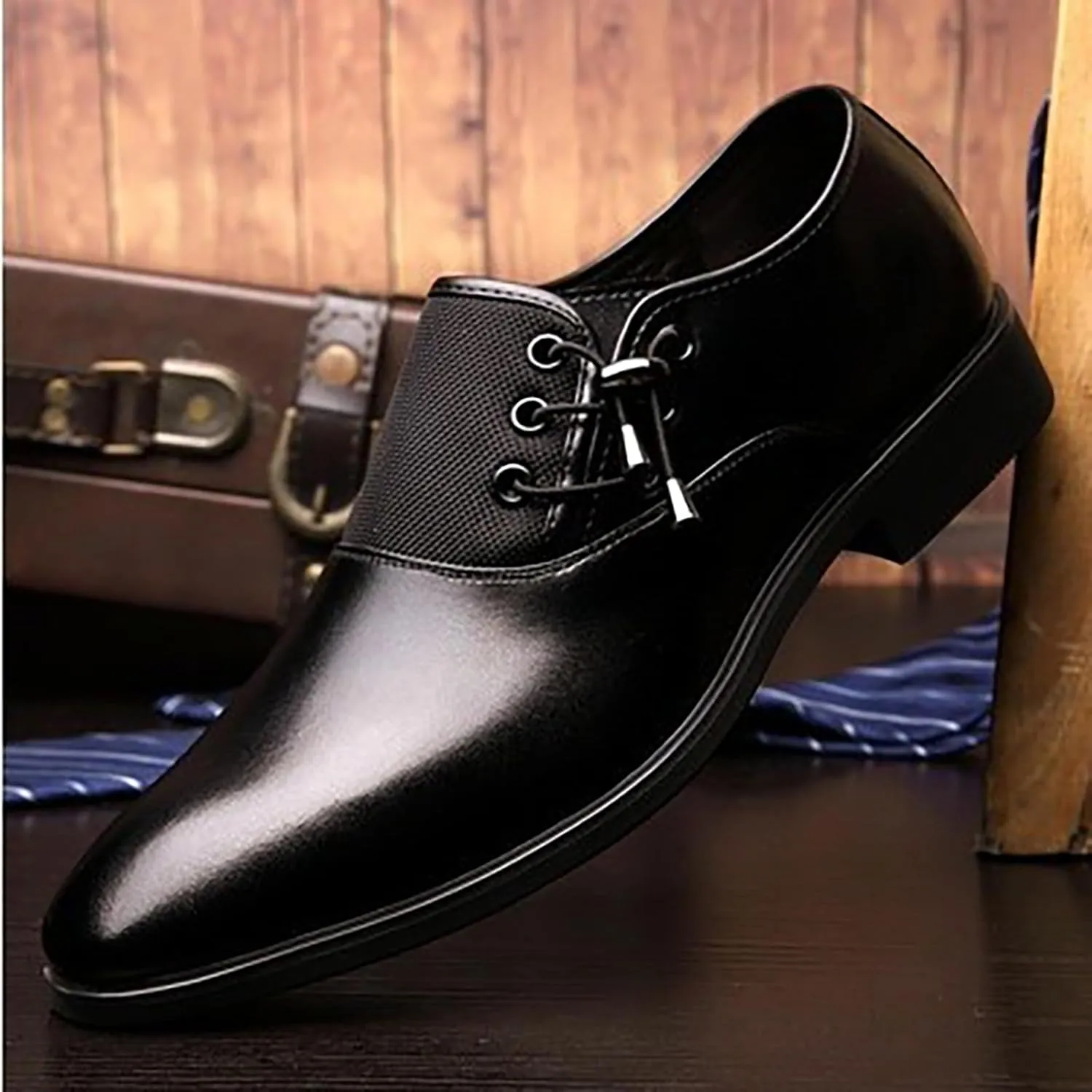 Men Slip on Dress Shoes,Pointed Toe Loafers for Office Wedding Business,Leather Shoes for Men Formal