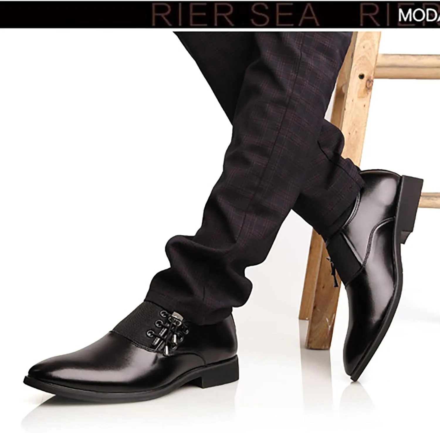 Men Slip on Dress Shoes,Pointed Toe Loafers for Office Wedding Business,Leather Shoes for Men Formal