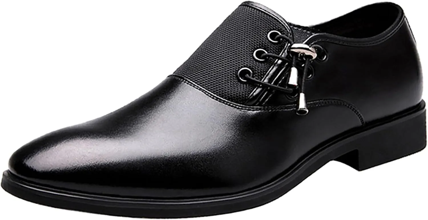 Men Slip on Dress Shoes,Pointed Toe Loafers for Office Wedding Business,Leather Shoes for Men Formal