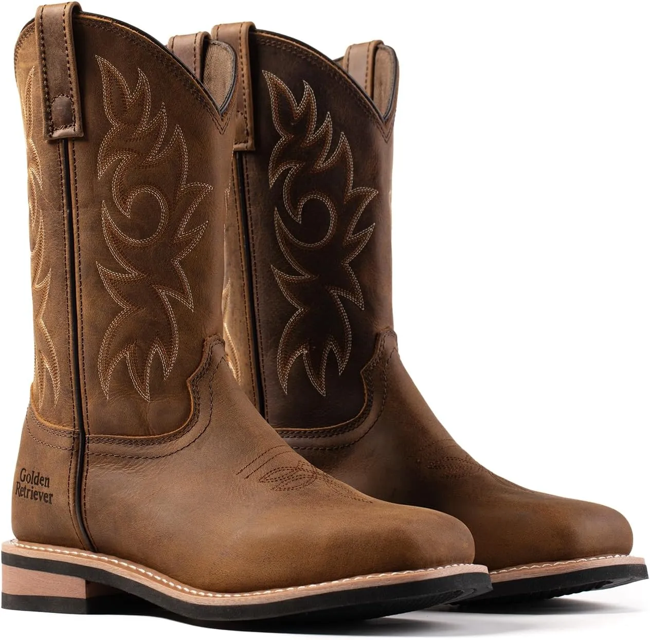 Men's 11-inch Western Embroidery Print Boot, Square Toe Work Boot, Goodyear Welt, Western Cowboy Boots G9828