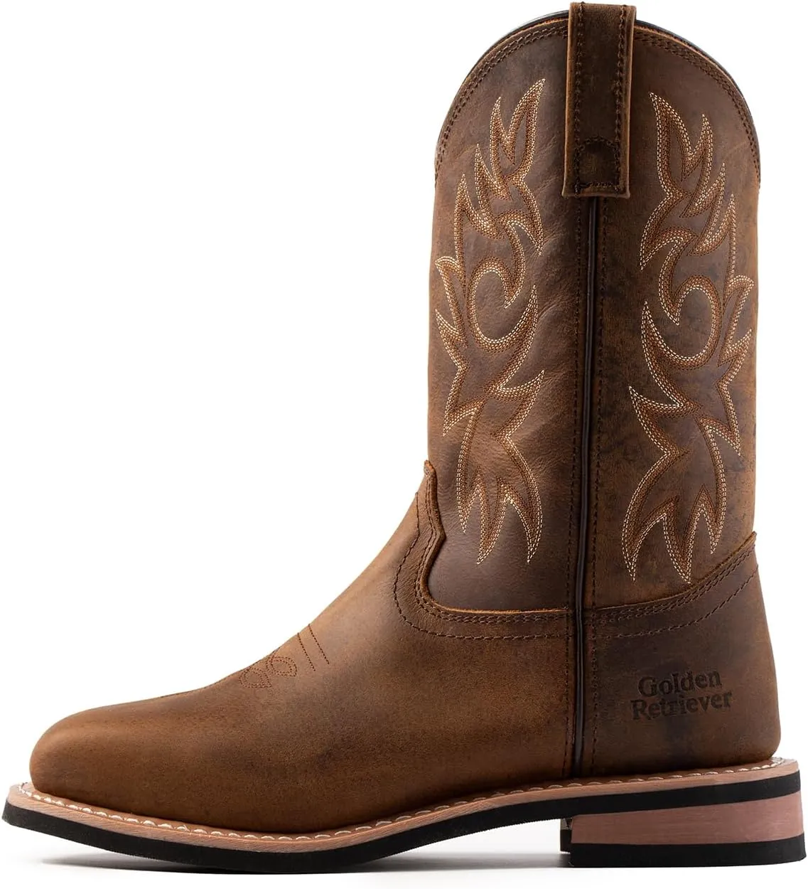 Men's 11-inch Western Embroidery Print Boot, Square Toe Work Boot, Goodyear Welt, Western Cowboy Boots G9828