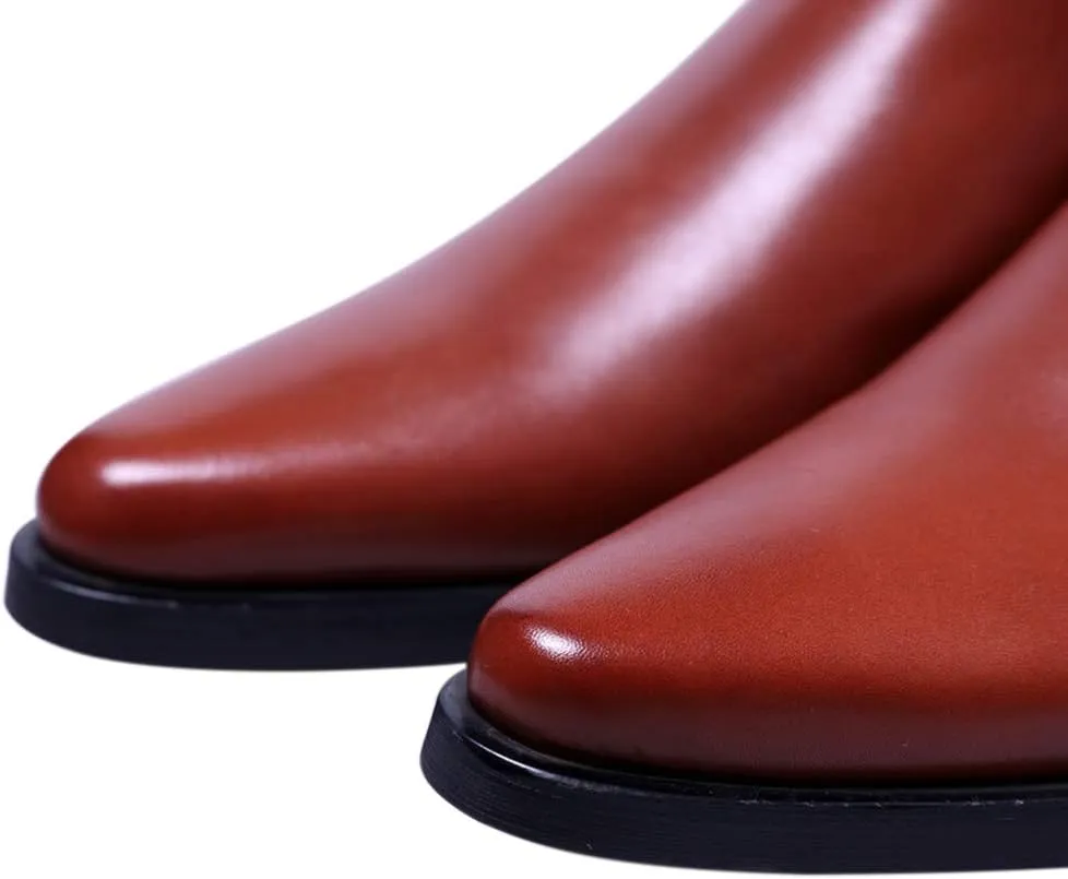 Men's Ankle Genuine Leather Dress Fashion Zipper Pointed Toe Casual Boots