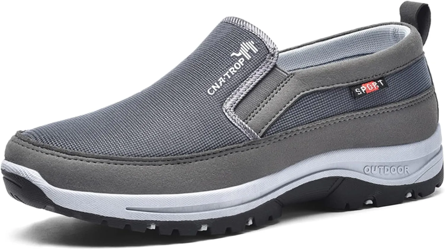 Men's Arch Support Slip-on Canvas Loafers,Outdoor Casual Non Slip Orthopedic Sneakers Flats Walking Boat Shoes (Grey,11)