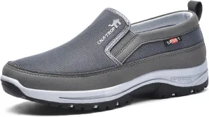 Men's Arch Support Slip-on Canvas Loafers,Outdoor Casual Non Slip Orthopedic Sneakers Flats Walking Boat Shoes (Grey,11)
