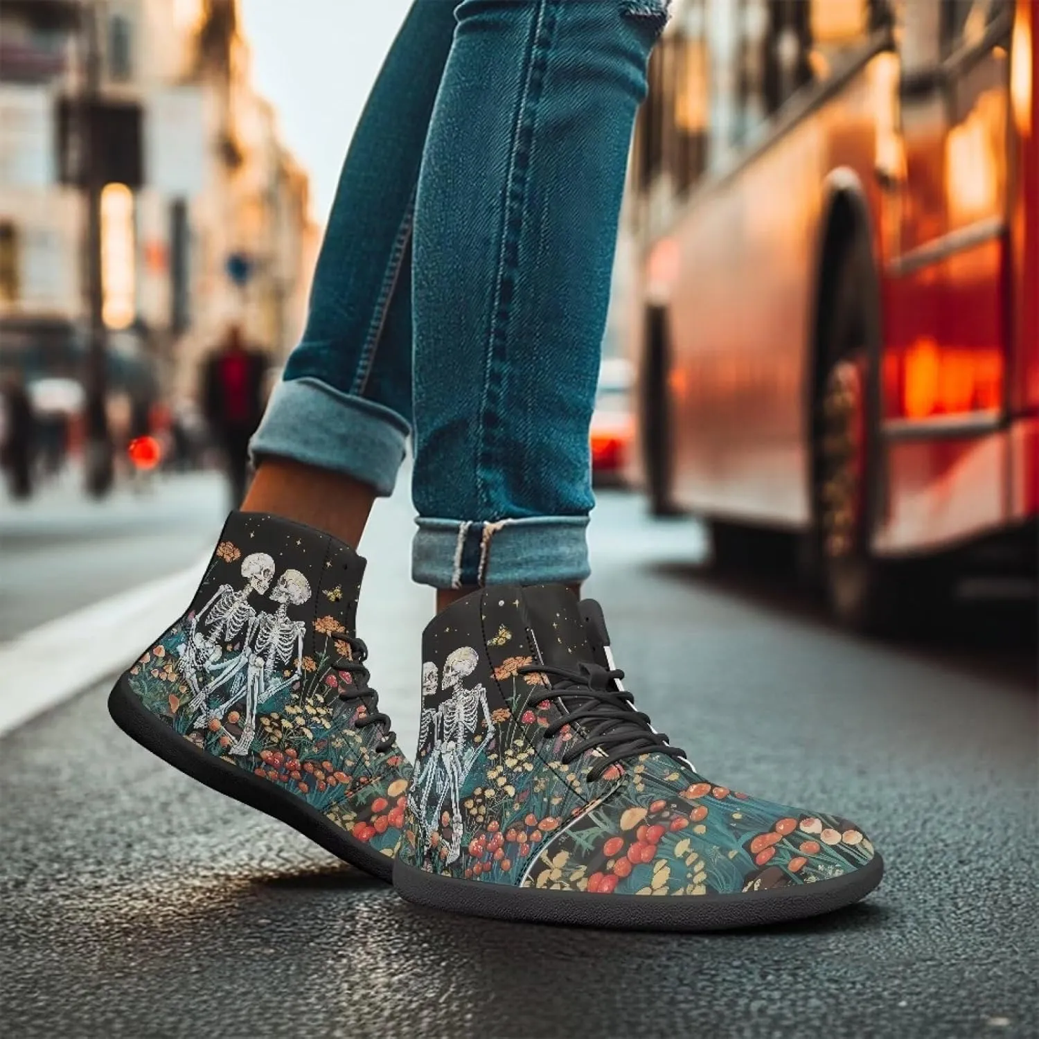 Men's Barefoot Shoes Wide Width Leather Shoes Women High Top Sneakers