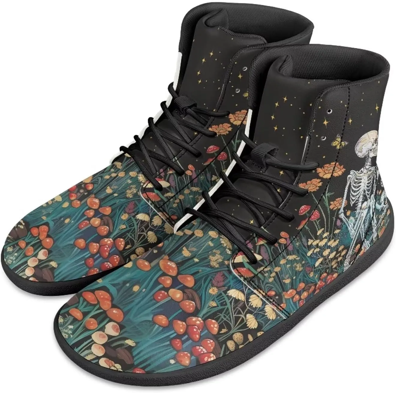 Men's Barefoot Shoes Wide Width Leather Shoes Women High Top Sneakers