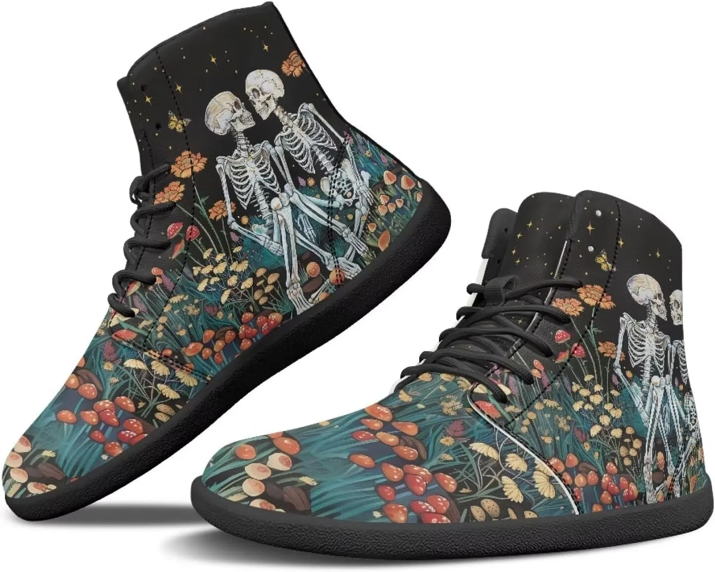 Men's Barefoot Shoes Wide Width Leather Shoes Women High Top Sneakers