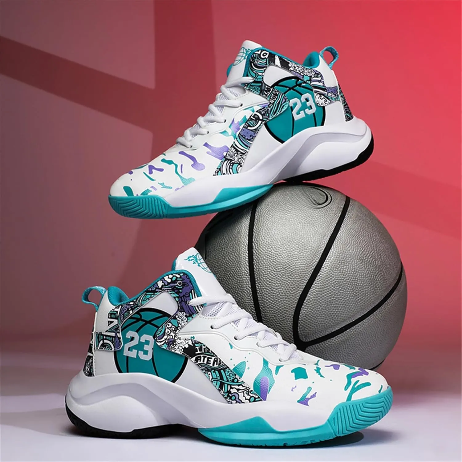 Mens Breathable Basketball Shoes Fashion High Top Non-Slip Running Trail Air Sports Athletic Walking Sneakers Tennis Shoes