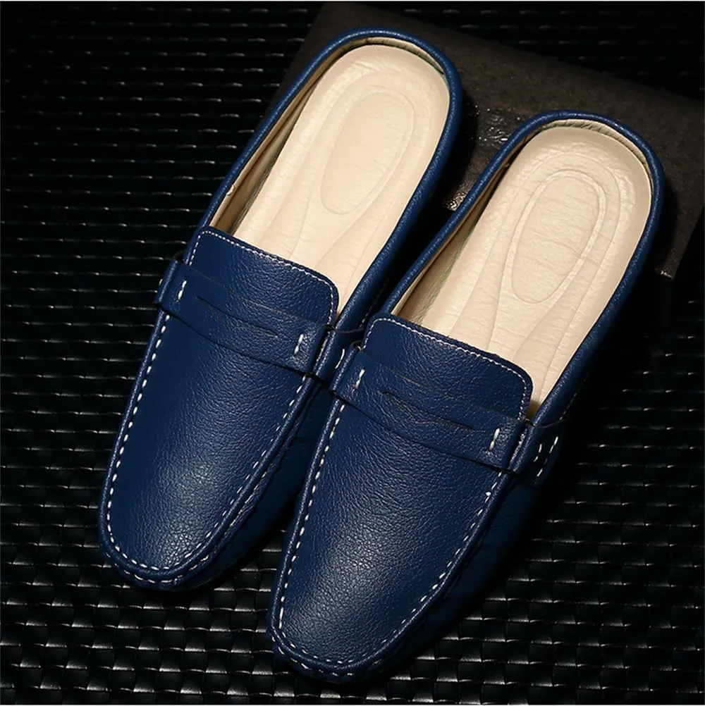 Men's Breathable Slip-On Loafers Leather Formal Wear Casual Open Back Business Casual Shoes