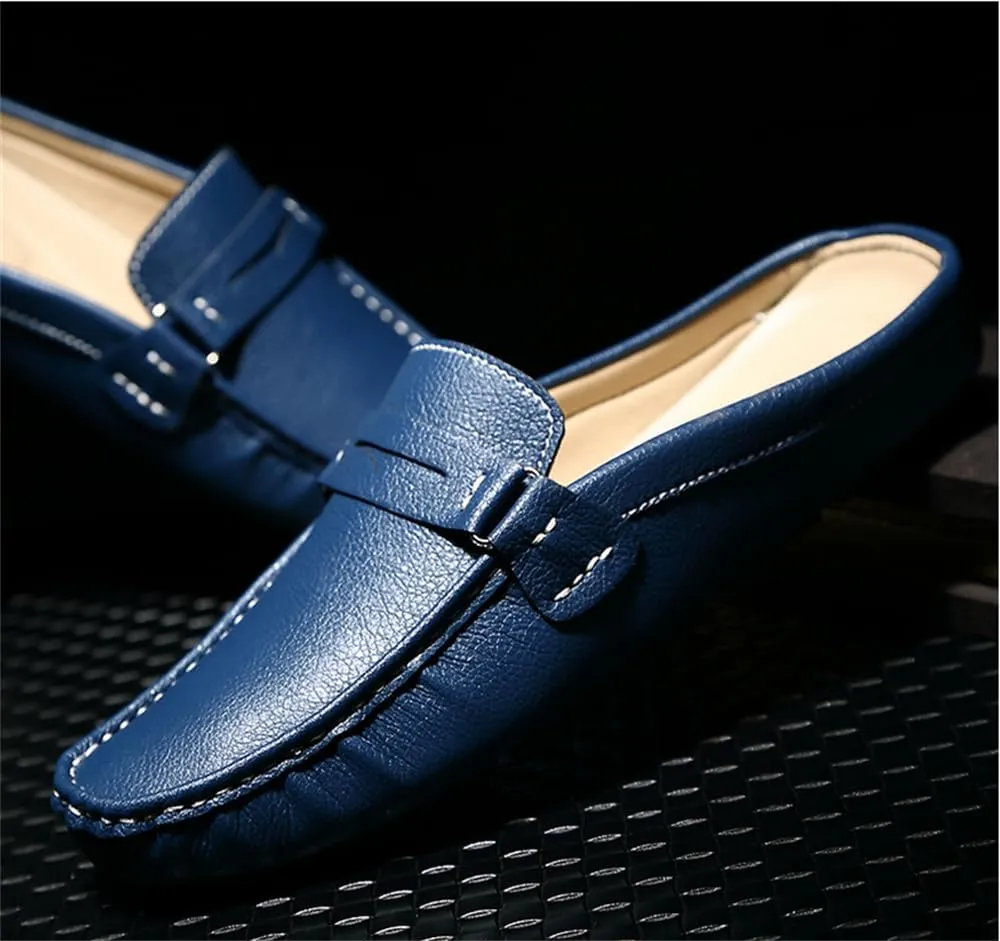 Men's Breathable Slip-On Loafers Leather Formal Wear Casual Open Back Business Casual Shoes
