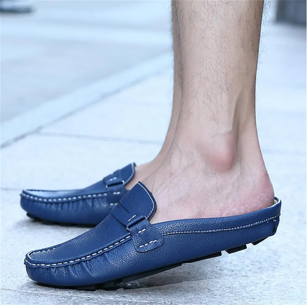 Men's Breathable Slip-On Loafers Leather Formal Wear Casual Open Back Business Casual Shoes