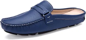 Men's Breathable Slip-On Loafers Leather Formal Wear Casual Open Back Business Casual Shoes