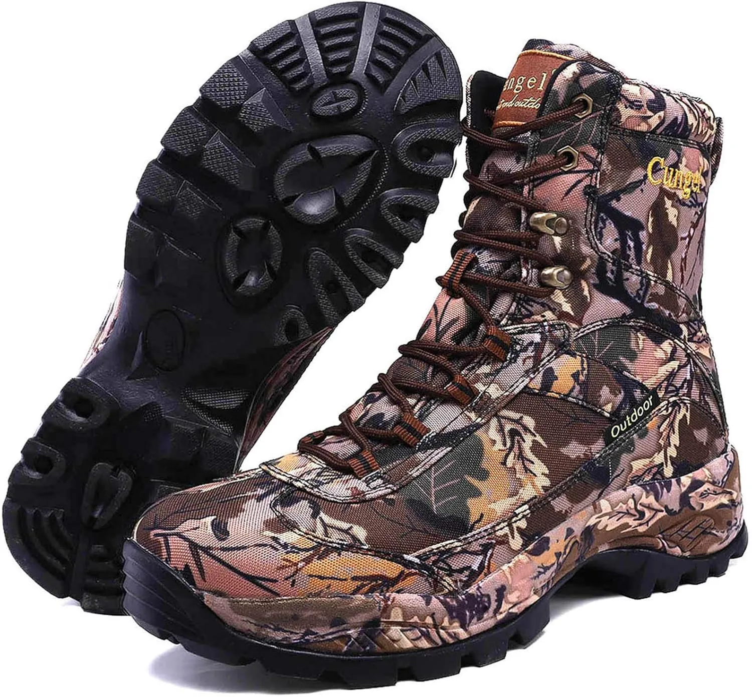 Men's Camo Hunting-Boot Waterproof Hiking Boots Anti-Slip Lightweight Breathable Durable Outdoor Shoes High-Cut Fishing Climbing Working Trekking