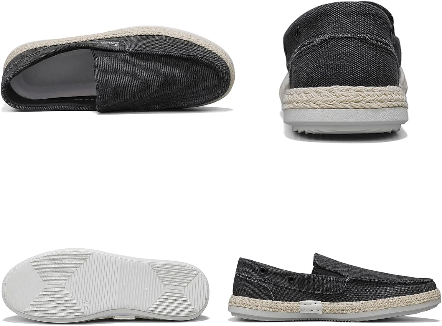 Men's Canvas Driving Penny Loafers Retro Round Toe Breathable Moccasin Shoes Espadrille Comfortable Slip On Casual Dress Boat Shoes